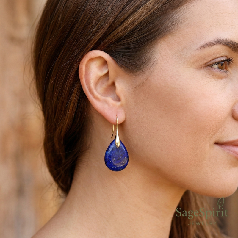 Lapis Drop of Wisdom Earrings