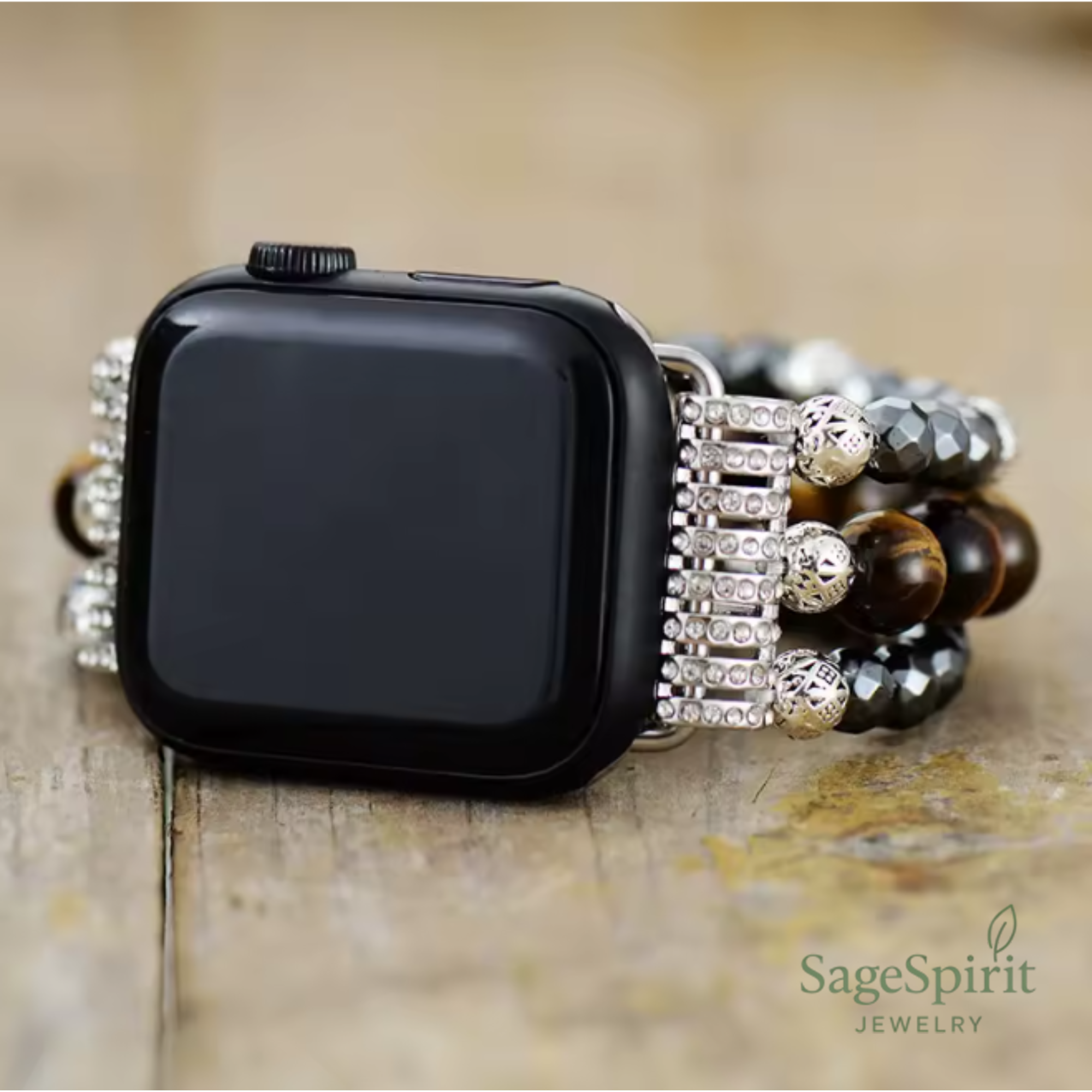 Tiger Eye & Hematite Grounding Smartwatch Strap