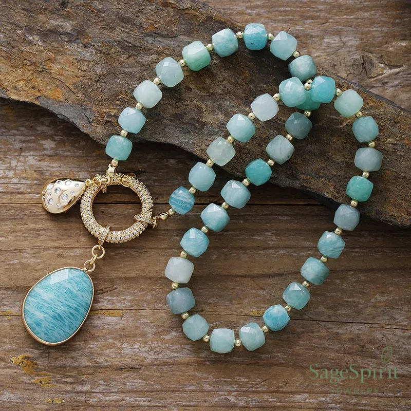 Amazonite Flow Lariat Necklace