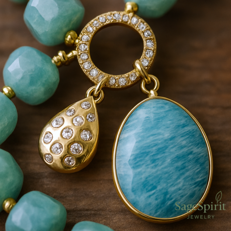 Amazonite Flow Lariat Necklace