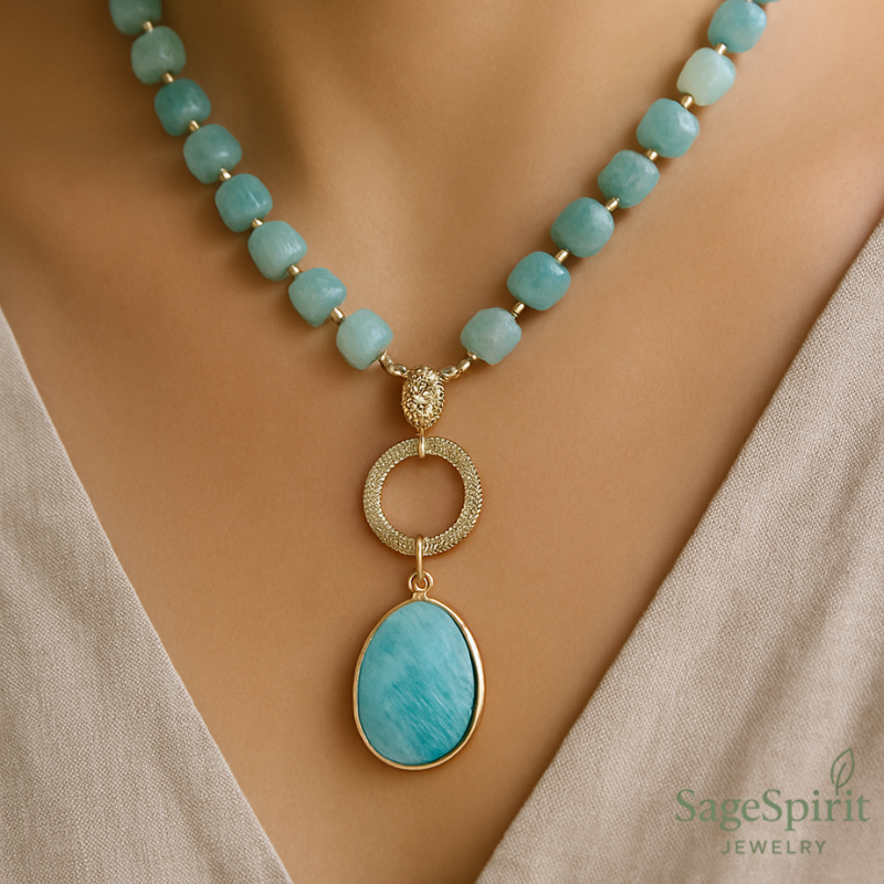Amazonite Flow Lariat Necklace