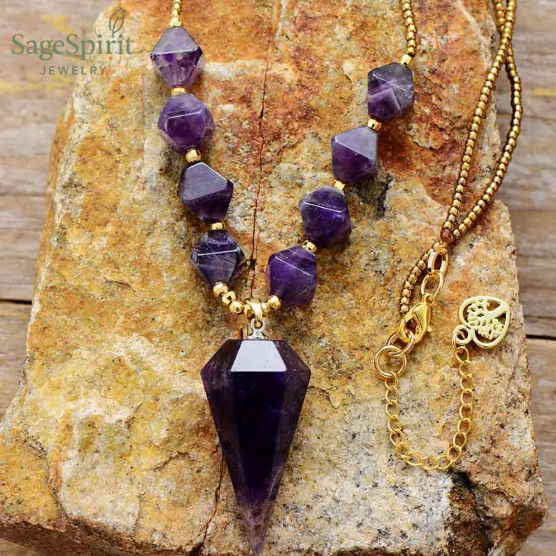 Amethyst Cone Energy Necklace