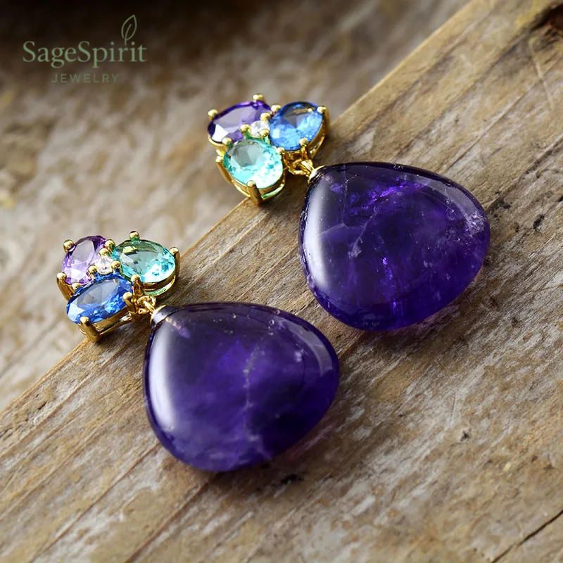 Amethyst Glow Dangle Earrings