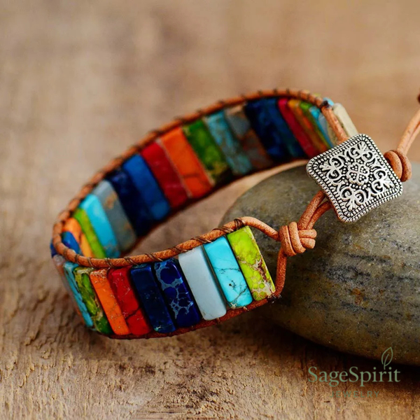 Chakra Alignment Leather Wrap Bracelet