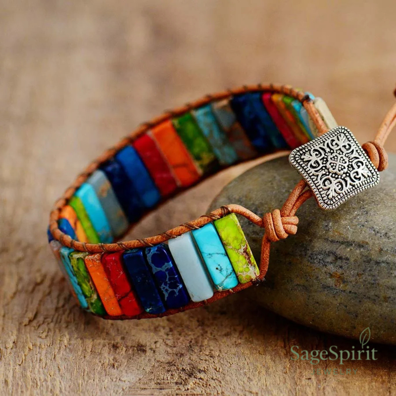 Chakra Alignment Leather Wrap Bracelet