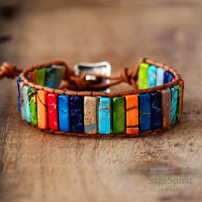 Chakra Alignment Leather Wrap Bracelet