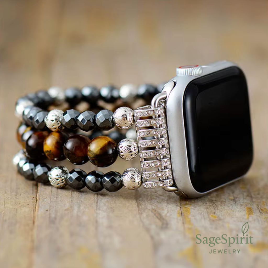 Tiger Eye & Hematite Grounding Smartwatch Strap