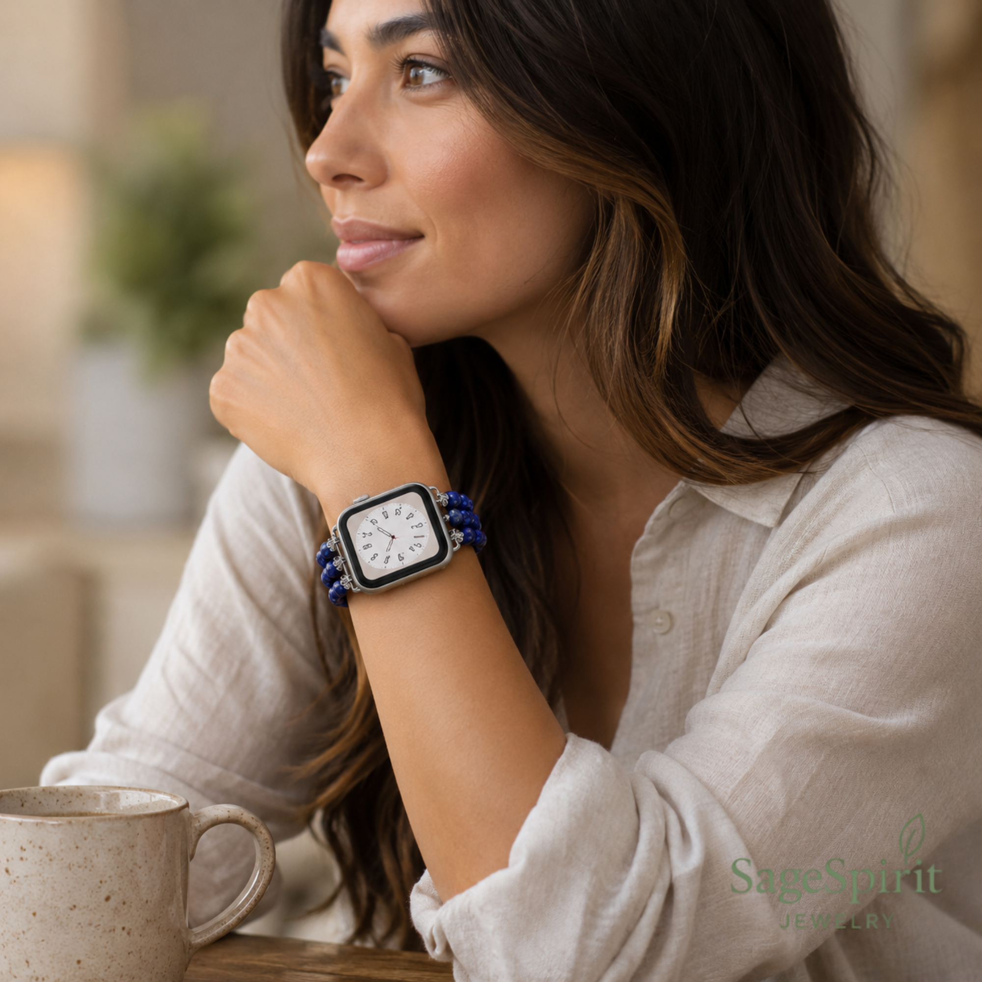 Bohemian Deep Blue Jade Smartwatch Strap