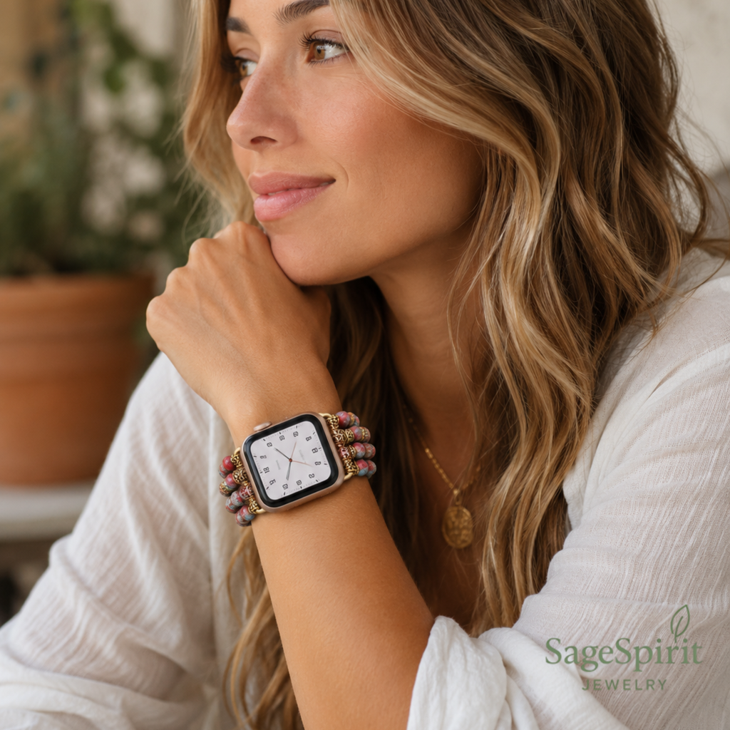 Bohemian Crimson Jasper Smartwatch Strap