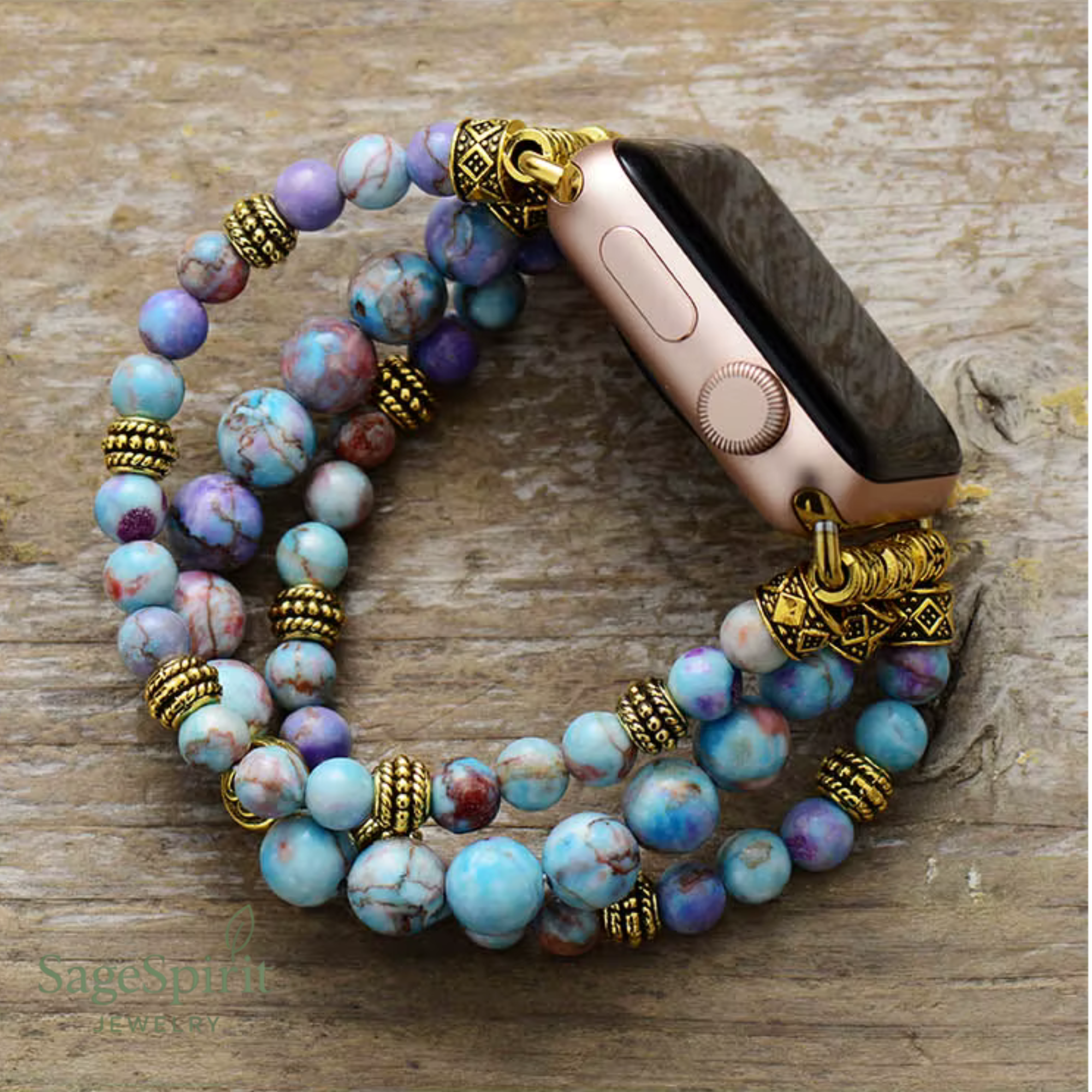 Bohemian Aqua Jasper Smartwatch Strap