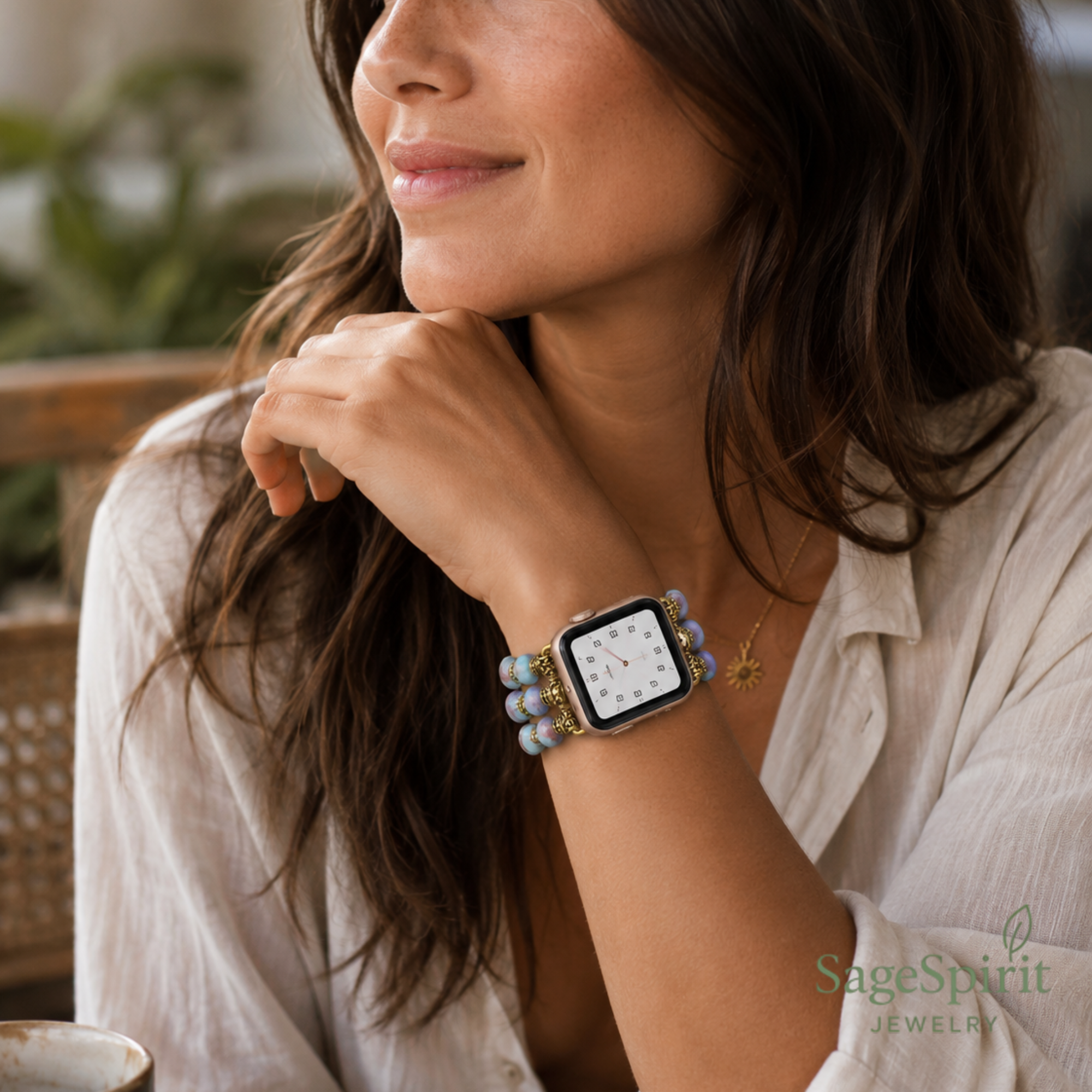 Bohemian Aqua Jasper Smartwatch Strap